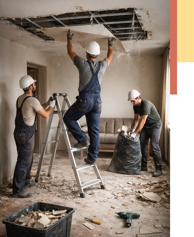 Демонтаж гипсокартонного потолка в Заволжье от 428 руб. за м2 — ОТДЕЛОЧНИК-Звл