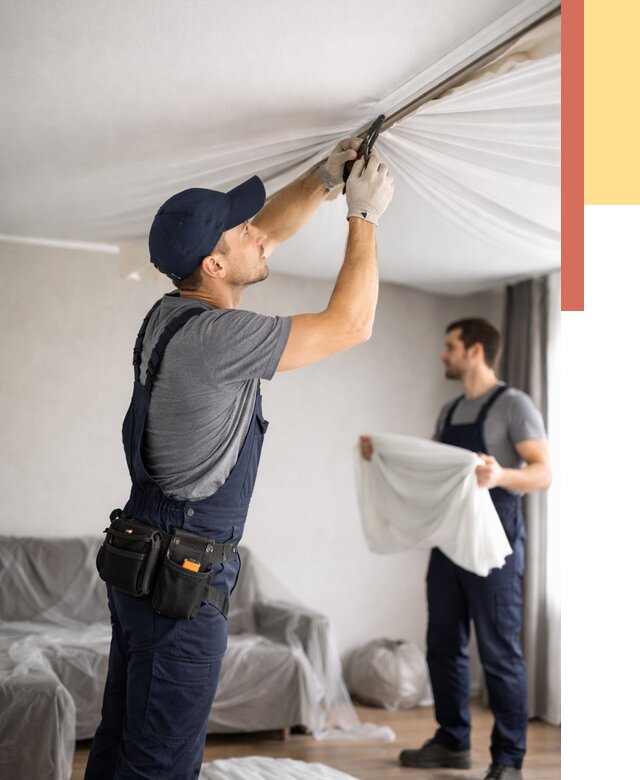 Демонтаж натяжного потолка в Заволжье от 4583 руб. — снятие и разбор под ключ | ОТДЕЛОЧНИК-Звл