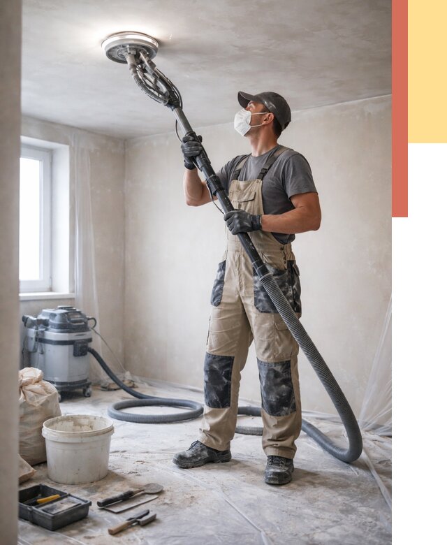 Шлифовка потолка в Заволжье от 3564 руб. — услуги шлифования потолка | ОТДЕЛОЧНИК-Звл