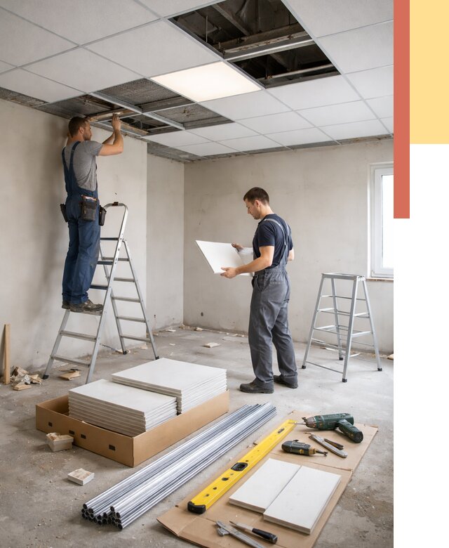 Монтаж потолка армстронг в Заволжье от 4583 руб/м2 — быстрая установка под ключ | ОТДЕЛОЧНИК-Звл