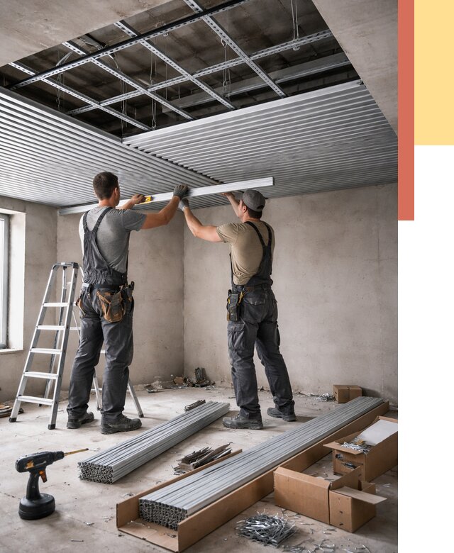 Монтаж реечного потолка в Заволжье от 4583 руб. под ключ | ОТДЕЛОЧНИК-Звл