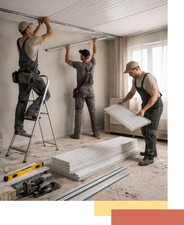 Монтаж потолка из ПВХ панелей в Заволжье оперативно и качественно