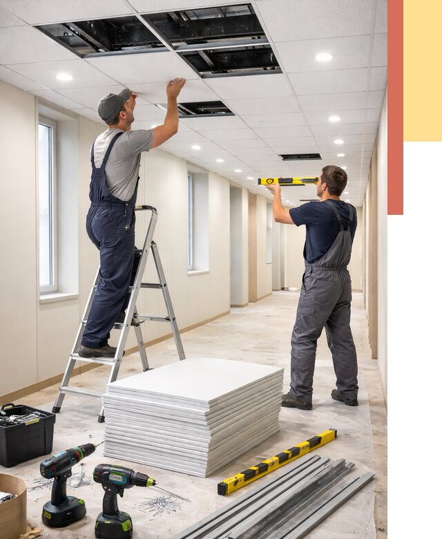 Ремонт потолка Армстронг в Заволжье от 4583 руб. — быстро и недорого | ОТДЕЛОЧНИК-Звл