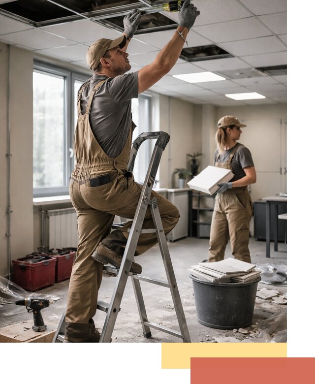 Ремонт потолка Армстронг и замена плит в Заволжье