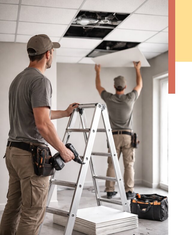 Обслуживание подвесного потолка в Заволжье от 3564 руб. — быстро и недорого | ОТДЕЛОЧНИК-Звл