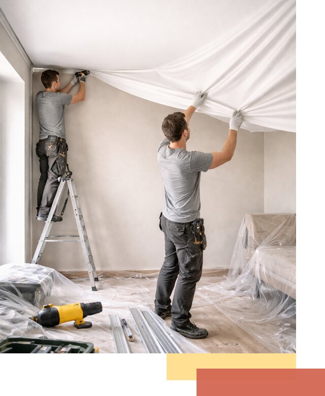 Монтаж тканевого натяжного потолка в Заволжье недорого и быстро