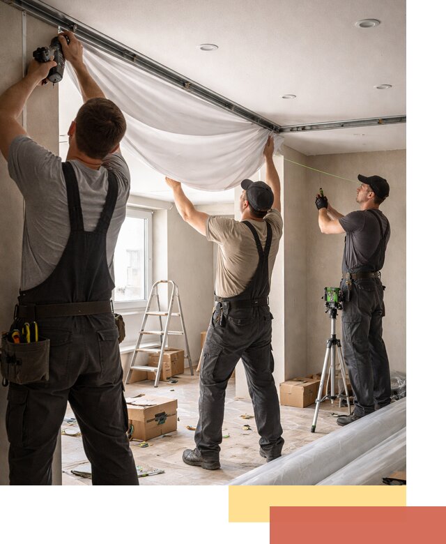 Монтаж парящего натяжного потолка под ключ в Заволжье