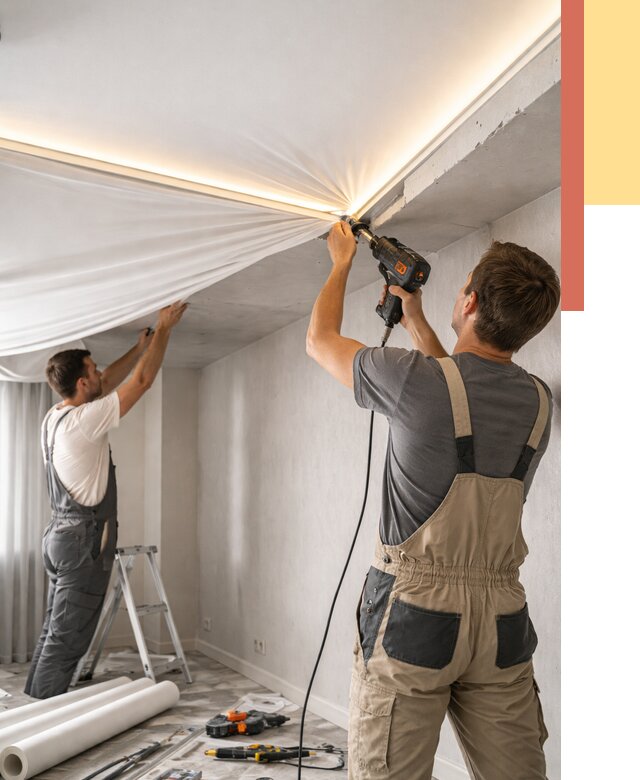 Монтаж натяжного потолка с подсветкой в Заволжье от 967 руб. | ОТДЕЛОЧНИК-Звл