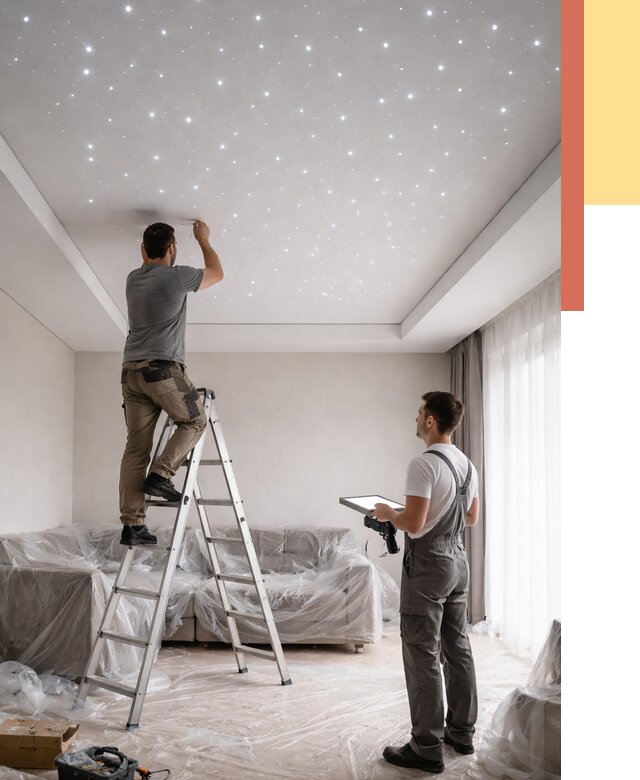 Монтаж натяжного потолка «звездное небо» в Заволжье от 6620 руб. | ОТДЕЛОЧНИК-Звл