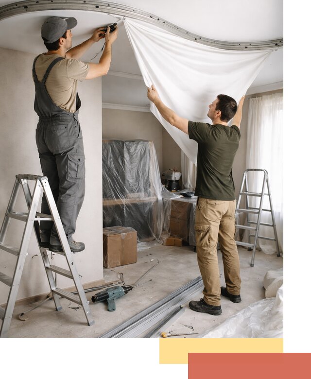 Монтаж двухуровневого натяжного потолка в Заволжье