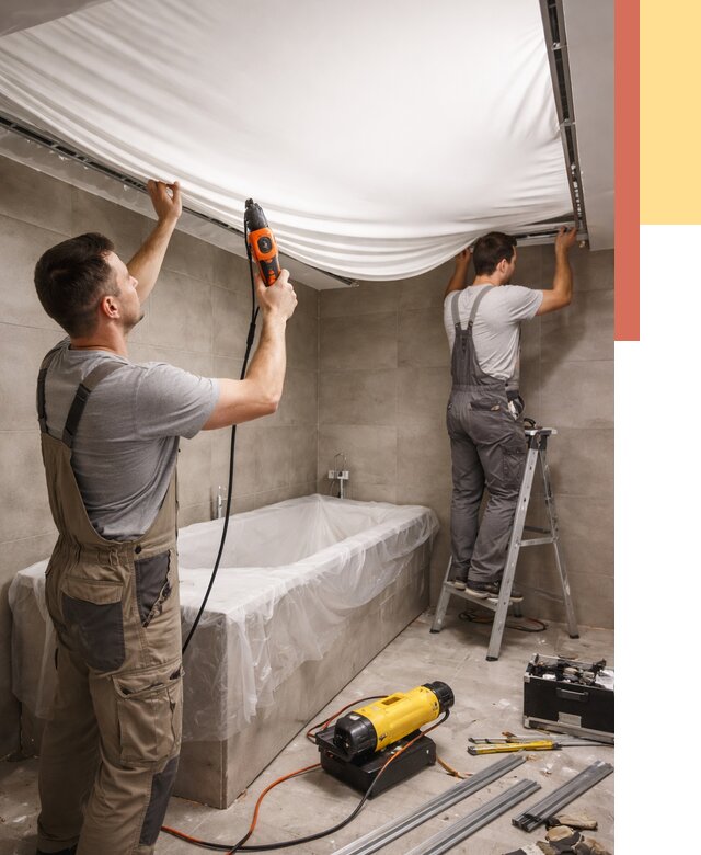 Монтаж натяжного потолка в ванной в Заволжье от 1222 руб. под ключ | ОТДЕЛОЧНИК-Звл