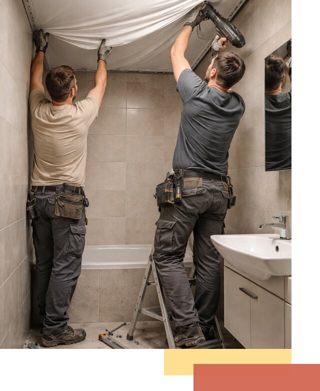 Монтаж натяжного потолка в ванной в Заволжье быстро и качественно