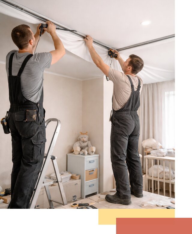 Монтаж натяжного потолка в детской комнате в Заволжье