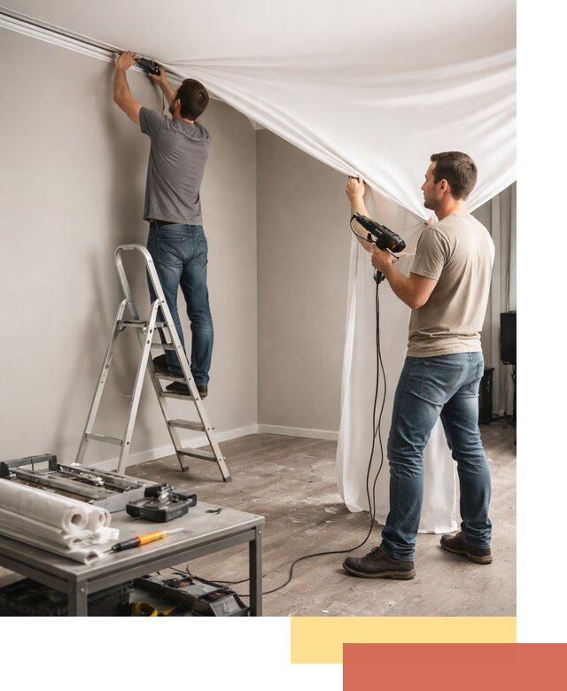 Монтаж натяжного потолка в студии в Заволжье