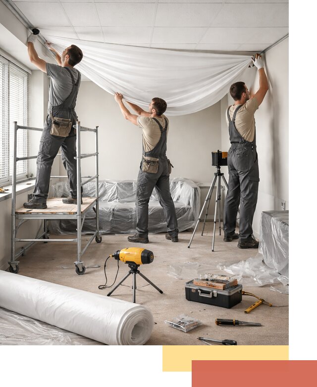 Монтаж натяжного потолка в офисе в Заволжье