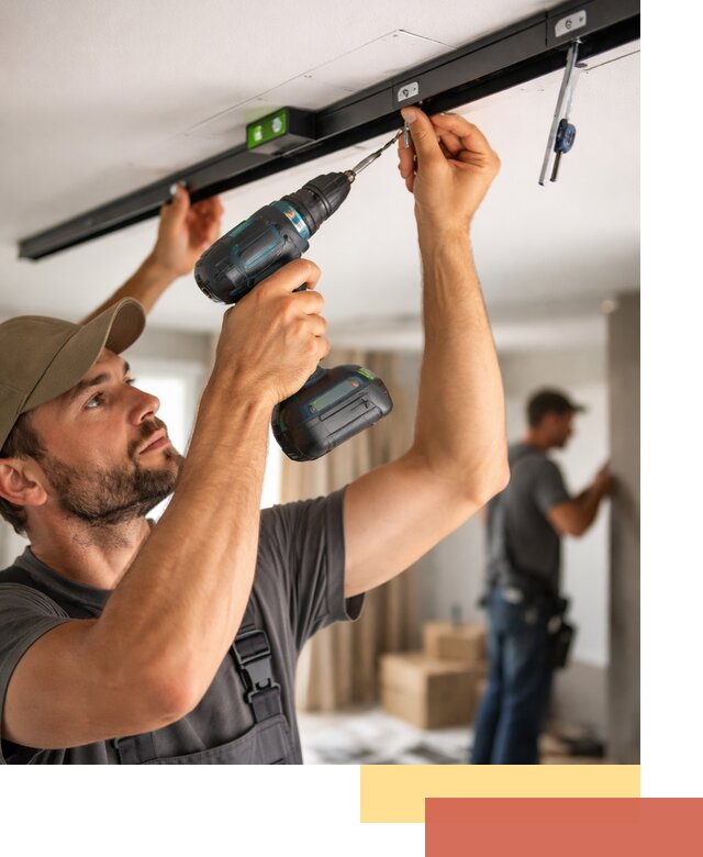 Установка трековых светильников в натяжной потолок в Заволжье