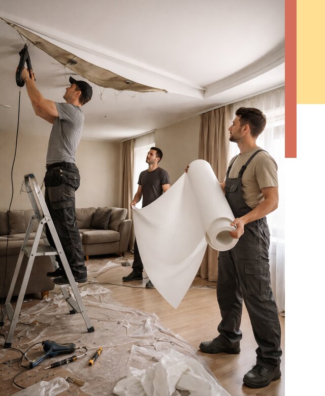 Замена полотна натяжного потолка в Заволжье от 9675 руб. быстро и недорого | ОТДЕЛОЧНИК-Звл