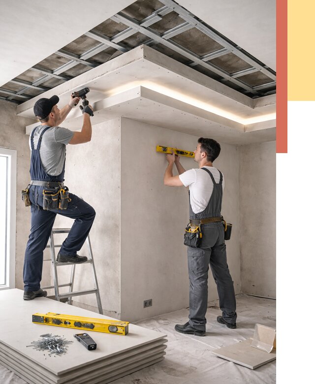 Двухуровневый потолок из гипсокартона в Заволжье от 1477 руб. под ключ | ОТДЕЛОЧНИК-Звл