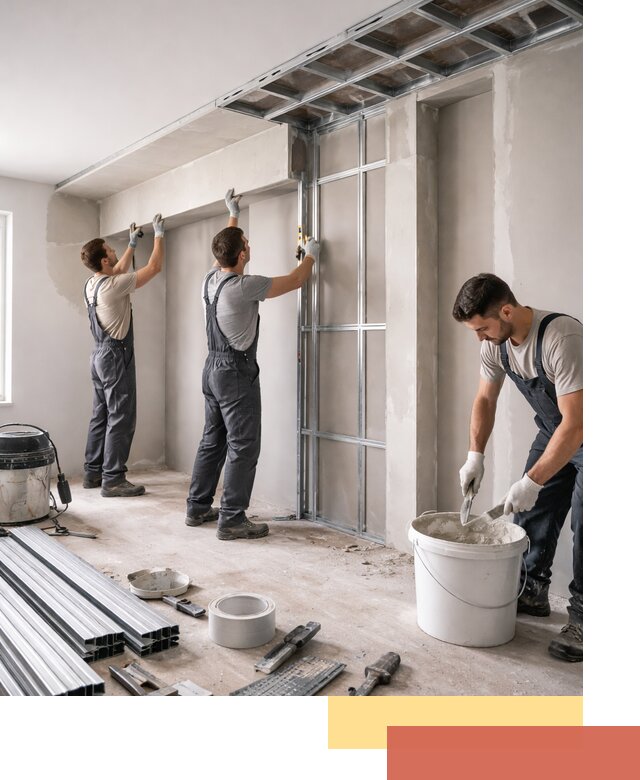 Монтаж потолка из гипсокартона с нишей в Заволжье