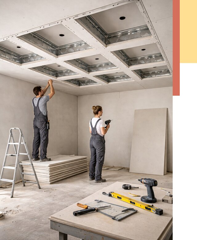 Кессонный потолок из гипсокартона в Заволжье от 1884 руб. — монтаж и под ключ | ОТДЕЛОЧНИК-Звл