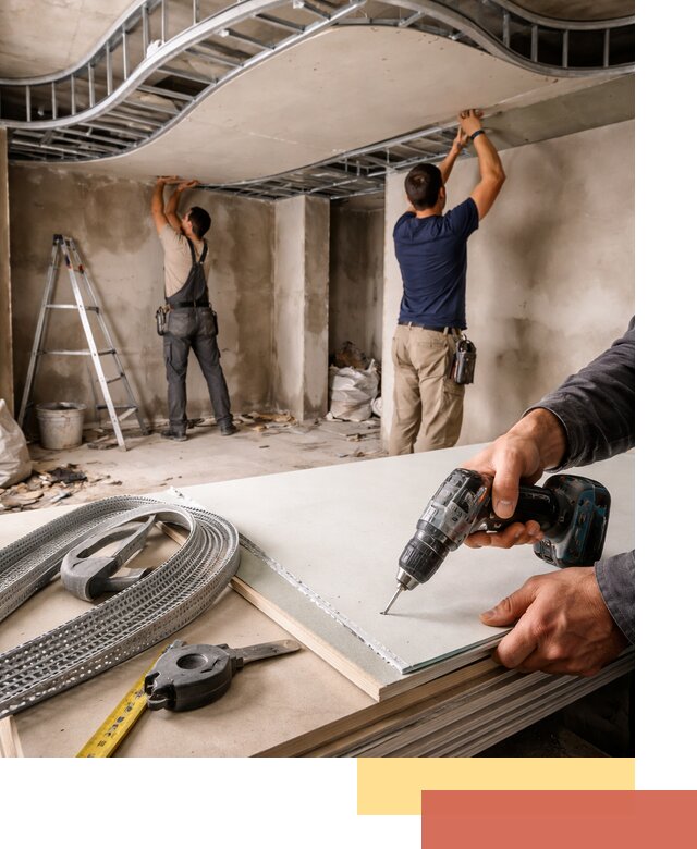 Криволинейный потолок из гипсокартона в Заволжье — монтаж и отделка