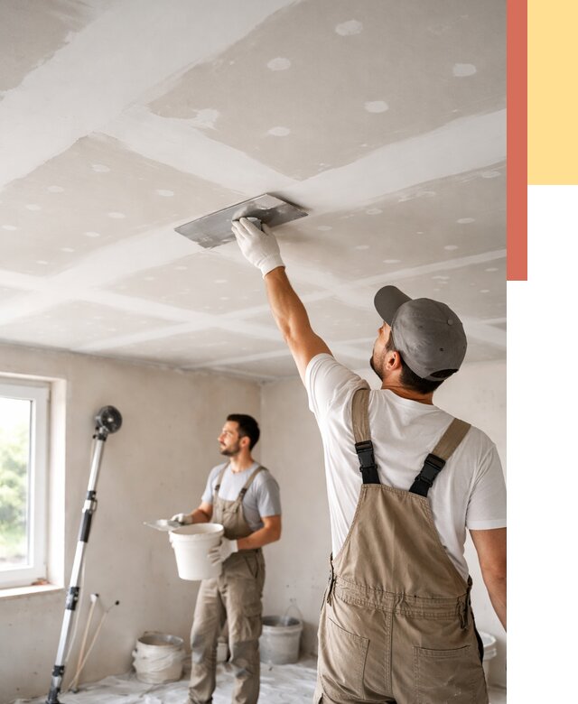 Шпаклевка потолка из гипсокартона в Заволжье от 3259 руб./м2 — услуги под ключ | ОТДЕЛОЧНИК-Звл
