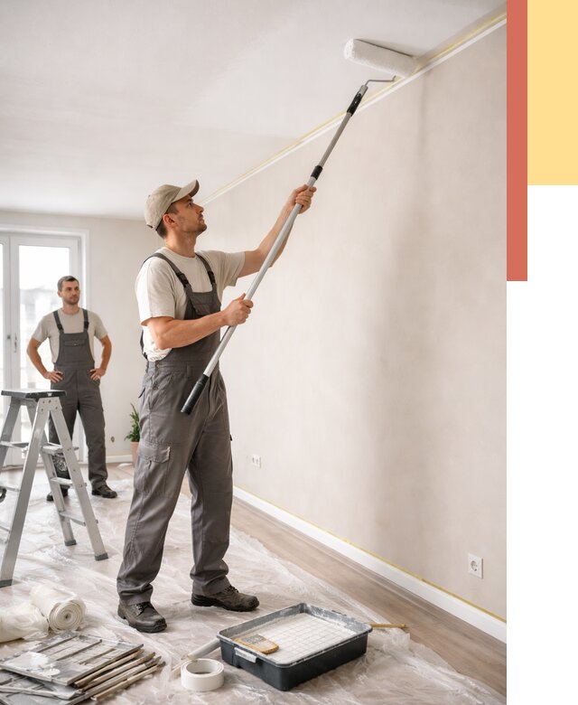 Покраска потолка из гипсокартона в Заволжье от 4583 руб./м2 — услуги под ключ | ОТДЕЛОЧНИК-Звл