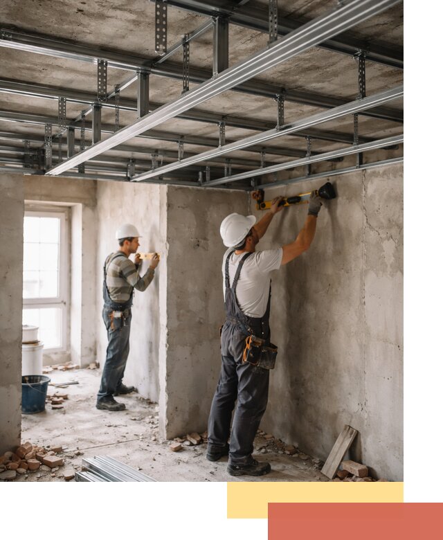 Монтаж каркаса потолка из профильного профиля в Заволжье