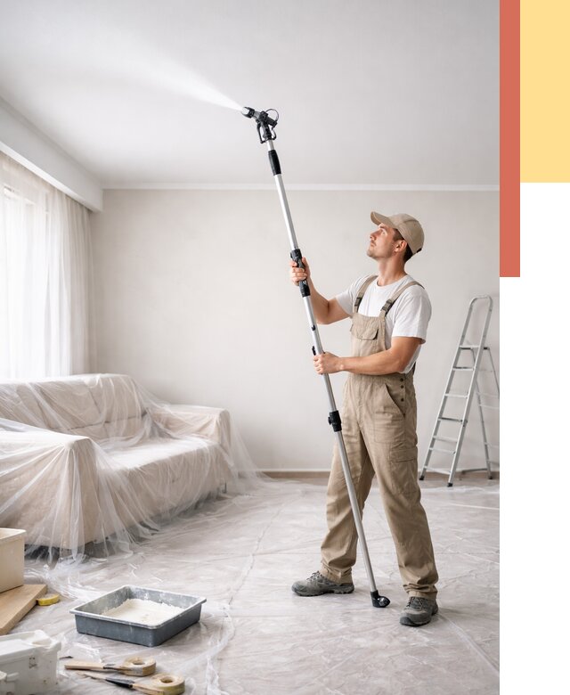 Покраска потолка краскопультом в Заволжье от 4583 руб. быстро и недорого | ОТДЕЛОЧНИК-Звл