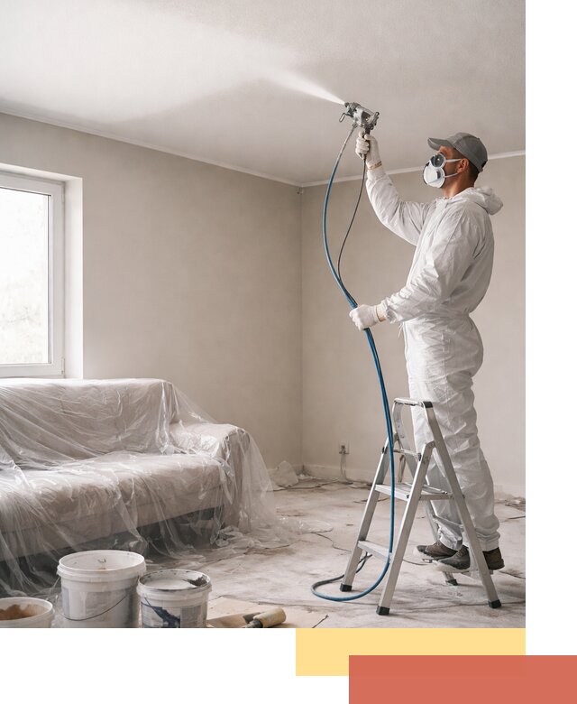 Покраска потолка краскопультом в Заволжье быстро и качественно