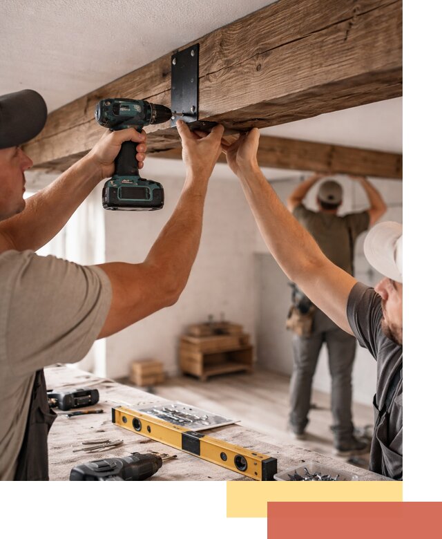 Монтаж декоративных потолочных балок в Заволжье